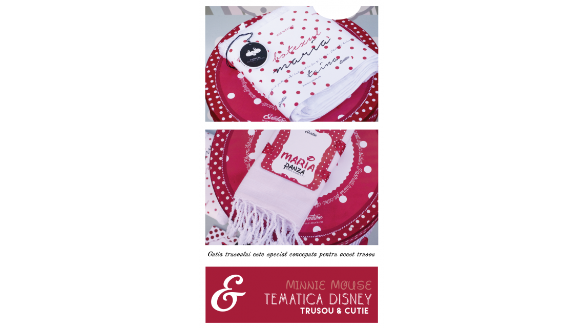 Trusou de botez pentru fetite de inspiratie Disney cu Minnie Mouse, Red Dots  1